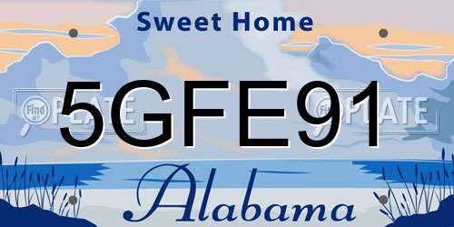 5GFE91 Alabama License Plate