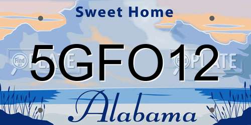 5GFO12 Alabama License Plate