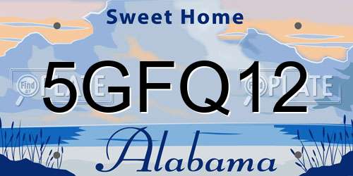 5GFQ12 Alabama License Plate