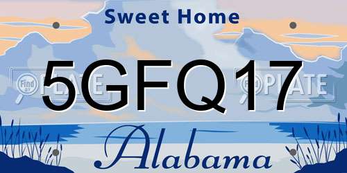 5GFQ17 Alabama License Plate