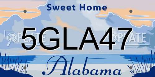 5GLA47 Alabama License Plate