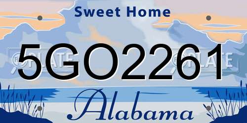 5GO2261 Alabama License Plate