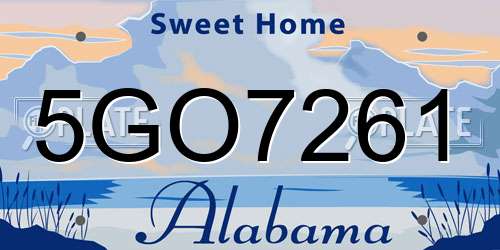 5GO7261 Alabama License Plate