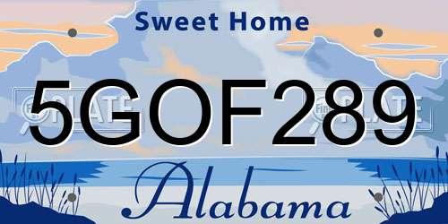 5GOF289 Alabama License Plate