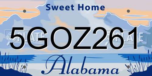 5GOZ261 Alabama License Plate