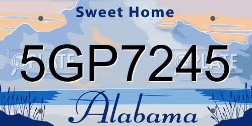 5GP7245 Alabama License Plate