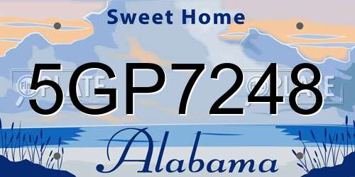 5GP7248 Alabama License Plate