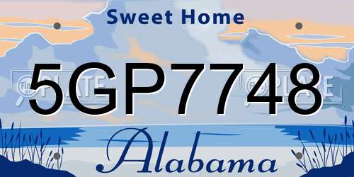 5GP7748 Alabama License Plate