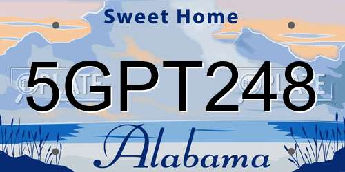 5GPT248 Alabama License Plate