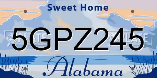 5GPZ245 Alabama License Plate