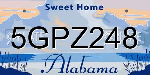 5GPZ248 Alabama License Plate