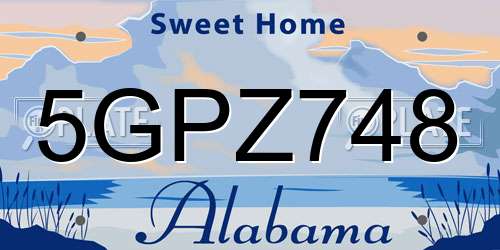 5GPZ748 Alabama License Plate