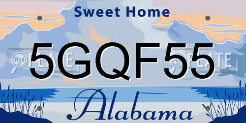 5GQF55 Alabama License Plate