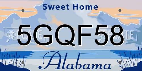 5GQF58 Alabama License Plate