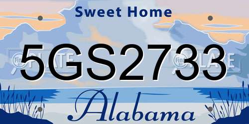 5GS2733 Alabama License Plate