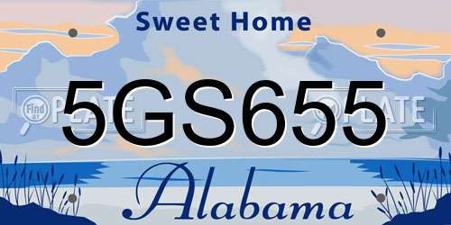 5GS655 Alabama License Plate