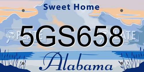 5GS658 Alabama License Plate