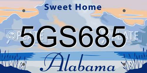 5GS685 Alabama License Plate