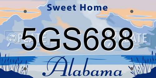 5GS688 Alabama License Plate