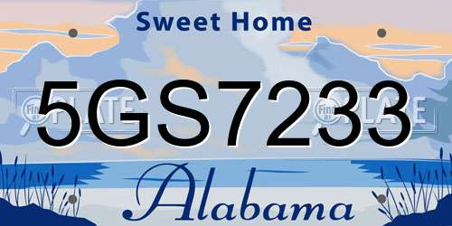 5GS7233 Alabama License Plate