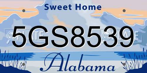 5GS8539 Alabama License Plate