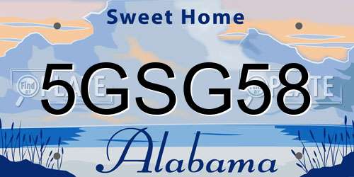 5GSG58 Alabama License Plate