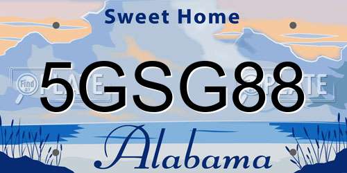5GSG88 Alabama License Plate