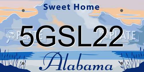 5GSL22 Alabama License Plate