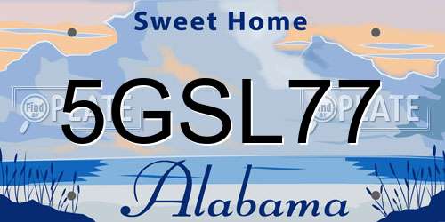 5GSL77 Alabama License Plate