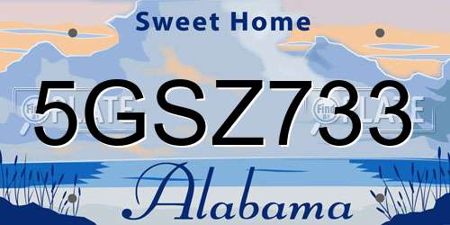5GSZ733 Alabama License Plate