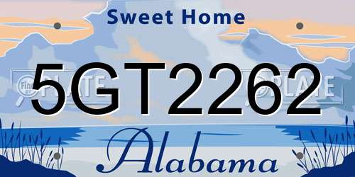 5GT2262 Alabama License Plate