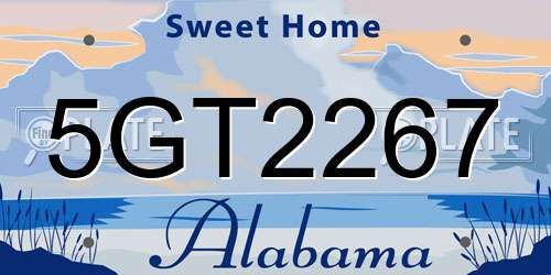5GT2267 Alabama License Plate