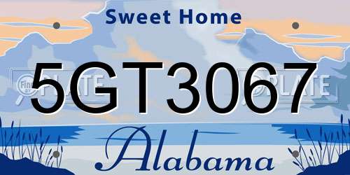 5GT3067 Alabama License Plate