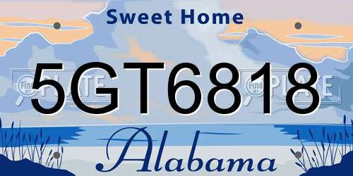 5GT6818 Alabama License Plate