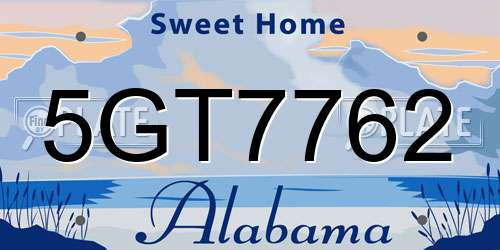 5GT7762 Alabama License Plate