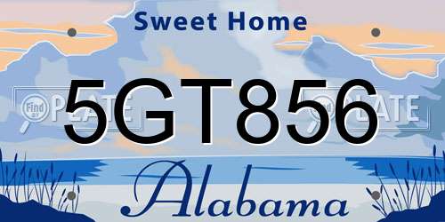 5GT856 Alabama License Plate