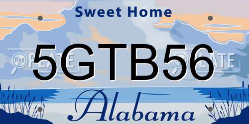5GTB56 Alabama License Plate