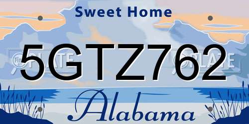 5GTZ762 Alabama License Plate