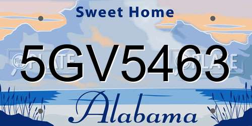 5GV5463 Alabama License Plate