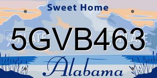 5GVB463 Alabama License Plate