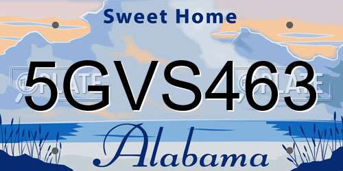 5GVS463 Alabama License Plate