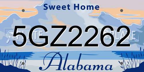 5GZ2262 Alabama License Plate