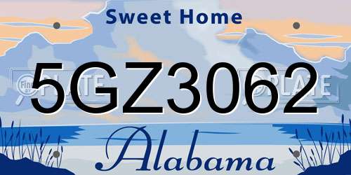 5GZ3062 Alabama License Plate