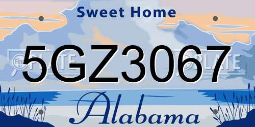 5GZ3067 Alabama License Plate