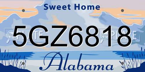5GZ6818 Alabama License Plate
