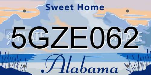 5GZE062 Alabama License Plate