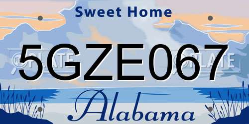 5GZE067 Alabama License Plate
