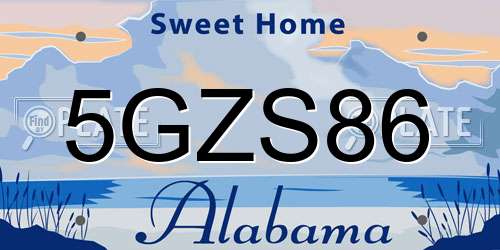 5GZS86 Alabama License Plate