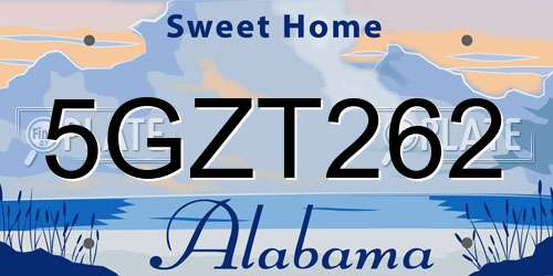 5GZT262 Alabama License Plate
