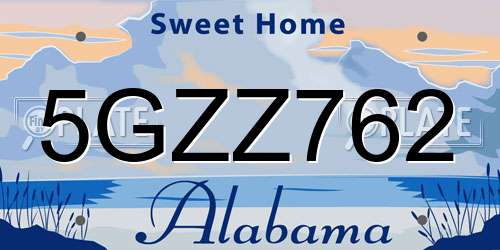 5GZZ762 Alabama License Plate
